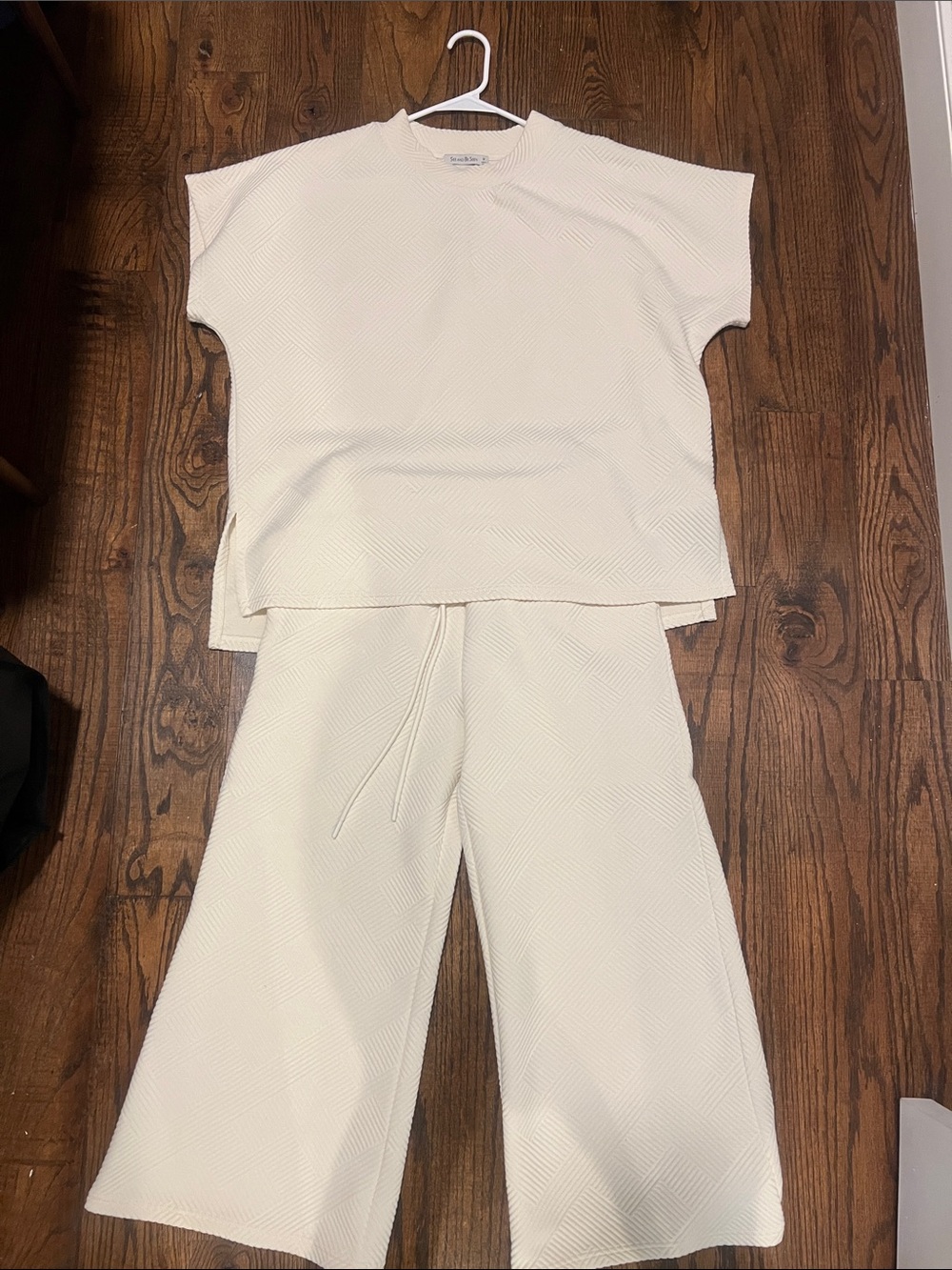 Cropped Wide-Leg Drawstring Pants - Cream